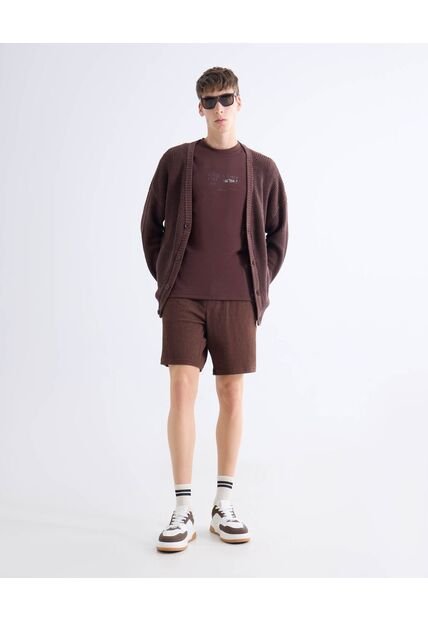 Bermuda Regular Rustica  Para Hombre Café Seven Seven