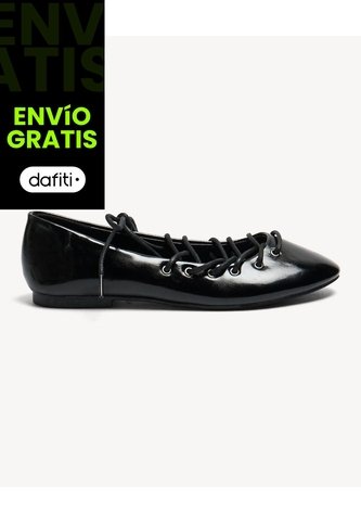 Baletas Punta Redondeada  Para Mujer Negro Seven Seven Seven Seven