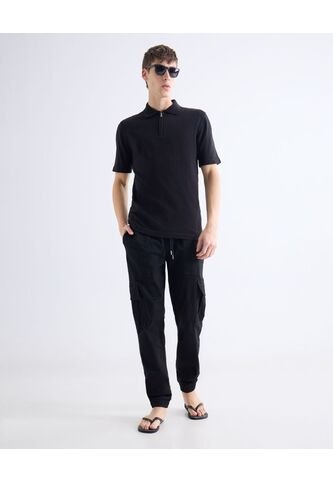 Jogger Cargo Con Bolsillos  Para Hombre Negro Seven Seven Seven Seven
