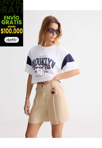 Camiseta Para Mujer Manga Corta Cuello Redondo Color Blanco Marca Seven Seven #28096413 Seven Seven