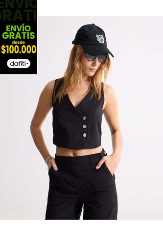 Chaleco Para Mujer Plano Color Negro Marca Seven Seven #28250144 Seven Seven