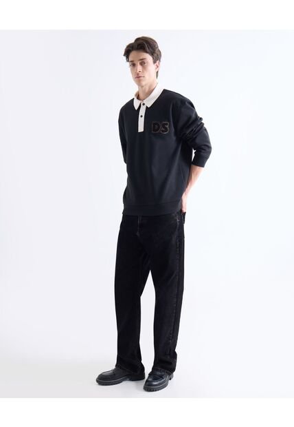Jean Loose Tono Negro  Para Hombre Negro Seven Seven
