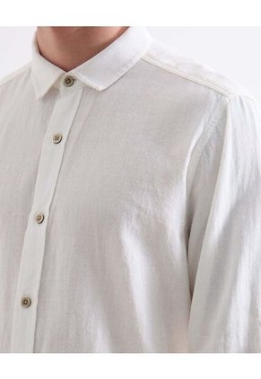 Camisa En Efecto Lino  Para Hombre Marfil Seven Seven