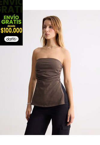 Camiseta Para Mujer Straple Color Café Marca Seven Seven #28096476 Seven Seven