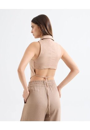 Chaleco Para Mujer  Color Camel Marca Seven Seven #28250121