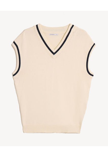 Chaleco Para Hombre Plano Color Marfil Marca Seven Seven #45250008