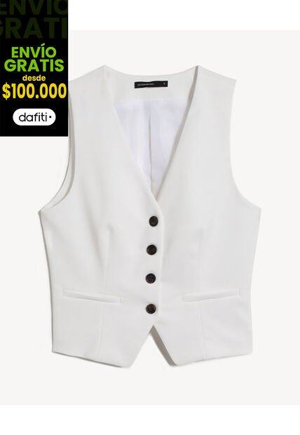 Chaleco Para Mujer Plano Color Marfil Marca Seven Seven #28250148