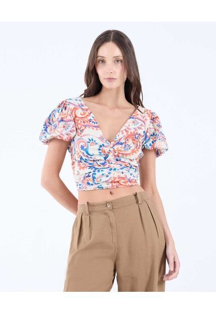 Blusa Estampado Paisley  Para Mujer Terracota Seven Seven