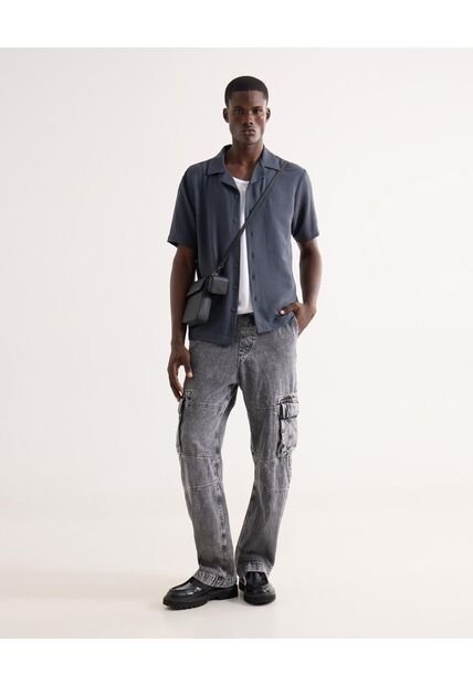 Jean Loose Cargo Tono Gris  Para Hombre Gris Seven Seven