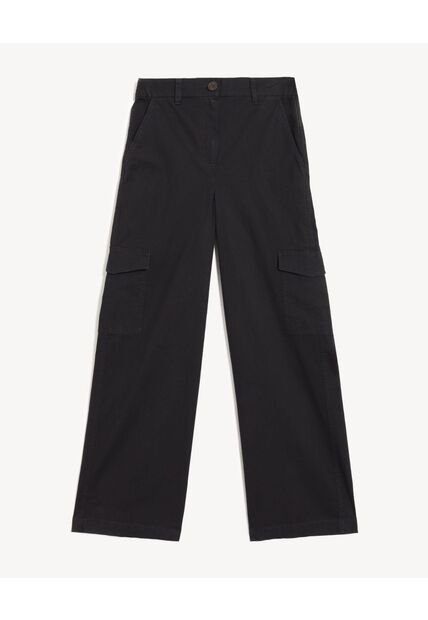 Pantalón Cargo Recto Con Bolsillos  Para Mujer Negro Seven Seven
