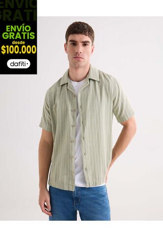 Camisa Para Hombre Manga Corta Sin Bolsillo Cuello Resort Color Verde Marca Seven Seven #45012158 Seven Seven