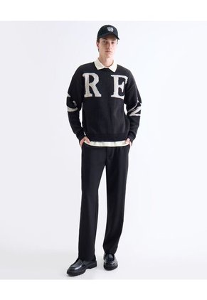 Saco  Para Hombre Cuello Redondo Color Negro Marca Seven Seven #45330271