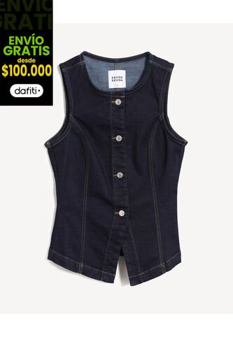 Chaleco Para Mujer Plano Color Azul Marca Seven Seven #28250150 Seven Seven