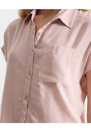 Camisa Cropped Con Bolsillo  Para Mujer Rosado Seven Seven