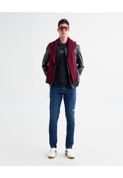 Jean Skinny Azul Rotos  Para Hombre Azul Seven Seven