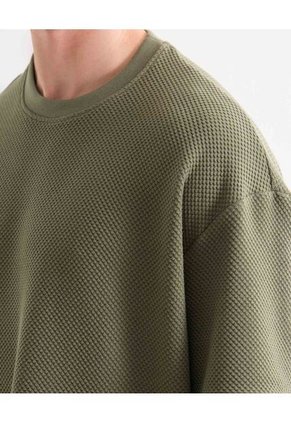 Camiseta Tejida Texturizada Oversize  Para Hombre Verde Seven Seven