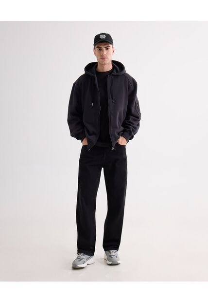 Jean Recto Tiro Medio  Para Hombre Negro Seven Seven
