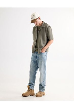 Camiseta Tejida Texturizada Oversize  Para Hombre Verde Seven Seven