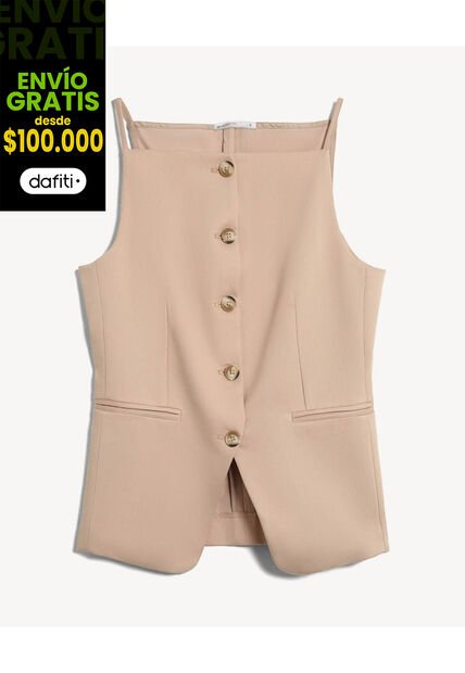 Chaleco Para Mujer Plano Color Beige Marca Seven Seven #28250141