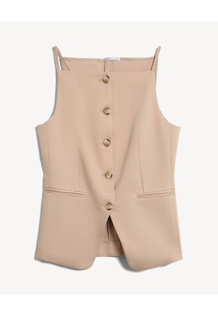 Chaleco Para Mujer Plano Color Beige Marca Seven Seven #28250141