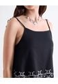 Top Bordado Con Tiras Ajustables  Para Mujer Negro Seven Seven de Seven Seven