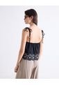 Top Bordado Con Tiras Ajustables  Para Mujer Negro Seven Seven de Seven Seven