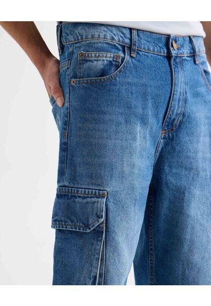Jean Straight Cargo Tono Azul  Para Hombre Azul Seven Seven