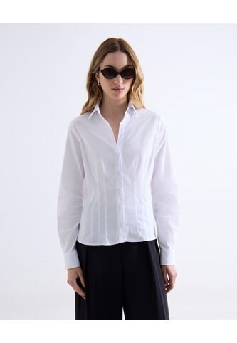 Camisa Estructurada Manga Larga  Para Mujer Blanco Seven Seven Seven Seven