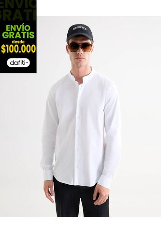 Camisa Para Hombre Manga Larga Sin Bolsillo Cuello Neru Color Hueso Marca Seven Seven #45012152 Seven Seven