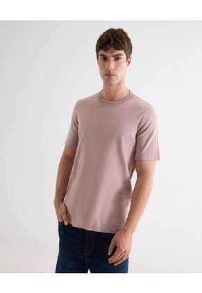 Camiseta De Punto Con Cuello Mao  Para Hombre Taupe Seven Seven