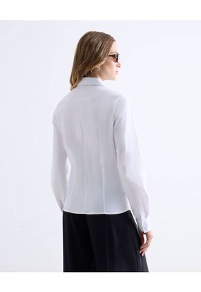 Camisa Estructurada Manga Larga  Para Mujer Blanco Seven Seven