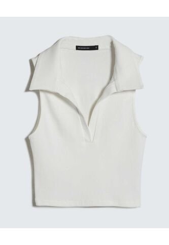 Crop Top Cuello Polo  Para Mujer Crudo Seven Seven Seven Seven
