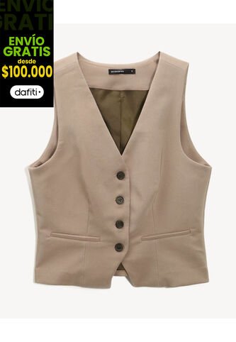 Chaleco Para Mujer Plano Color Beige Marca Seven Seven #28250149 Seven Seven