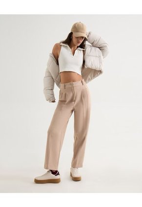 Crop Top Cuello Polo  Para Mujer Crudo Seven Seven