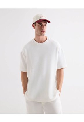 Camiseta Tejida Texturizada Oversize  Para Hombre Marfil Seven Seven