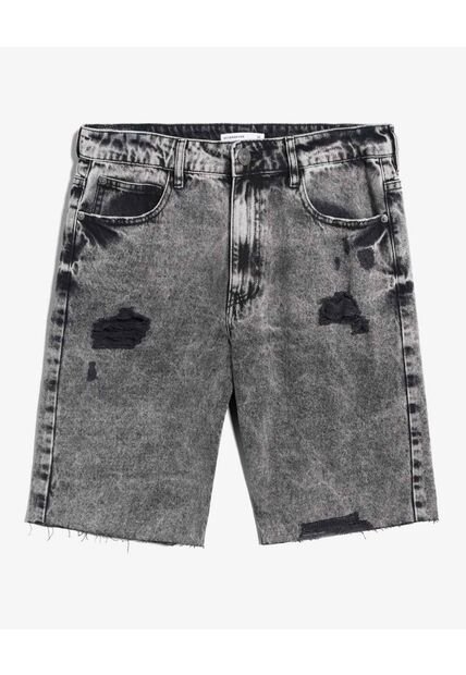 Bermuda En Denim Con Desgastes  Para Hombre Gris Seven Seven