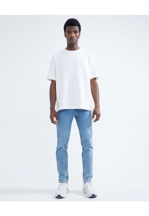 Camiseta Tejida Texturizada Oversize  Para Hombre Marfil Seven Seven