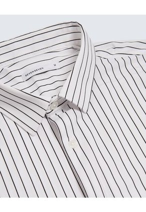 Camisa A Rayas Para Hombre Blanco Seven Seven