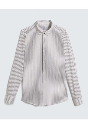 Camisa A Rayas Para Hombre Blanco Seven Seven