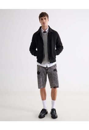 Bermuda En Denim Con Desgastes  Para Hombre Gris Seven Seven