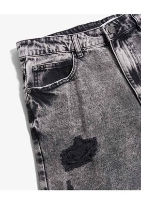 Bermuda En Denim Con Desgastes  Para Hombre Gris Seven Seven
