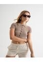 Camiseta Para Mujer Manga Corta Cuello Redondo Color Taupe Marca Seven Seven #28096239 de Seven Seven