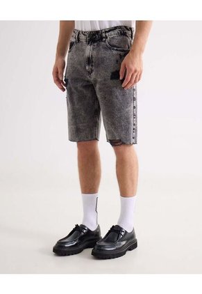 Bermuda En Denim Con Desgastes  Para Hombre Gris Seven Seven