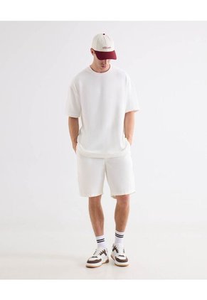 Camiseta Tejida Texturizada Oversize  Para Hombre Marfil Seven Seven