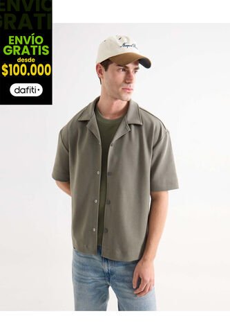 Camisa Para Hombre Sobrecamisa Manga Corta Color Verde Marca Seven Seven #45012162 Seven Seven