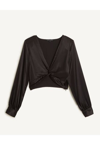 Blusa Manga Larga Mujer Seven Poliéster Negro 28123722-10 Seven Seven