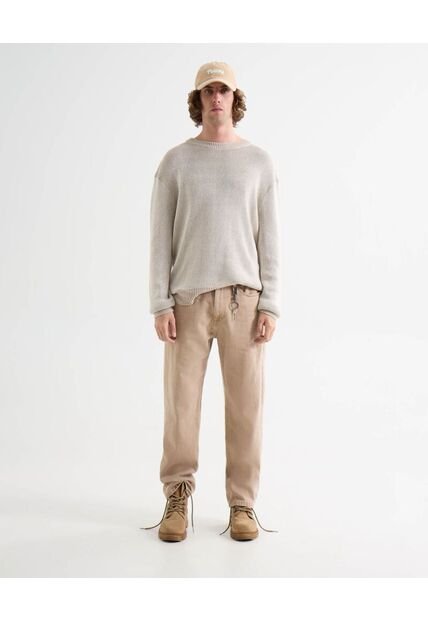 Jeans Loose Tono Caqui  Para Hombre Beige Seven Seven