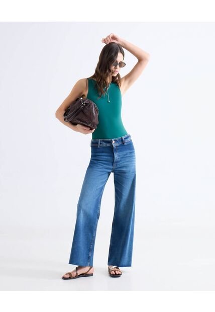 Jean Retro Con Desgastes  Para Mujer Azul Seven Seven
