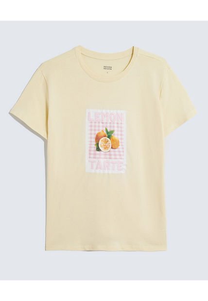 Camiseta Para Mujer Manga Corta Cuello Redondo Color Amarillo Marca Seven Seven #28096363