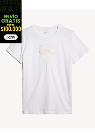 Camiseta Para Mujer Manga Corta Cuello Redondo Color Crudo Marca Seven Seven #28096358 Seven Seven